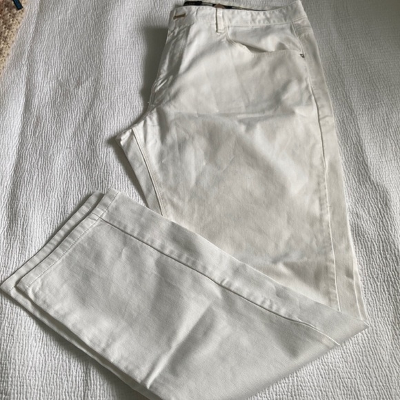 Massimo Dutti White Trousers with Blue Accent - Picture 1 of 4